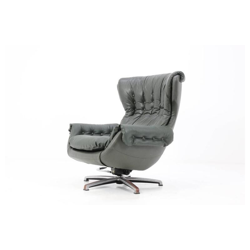 Peem large leather swivel lounge chair - 1970s