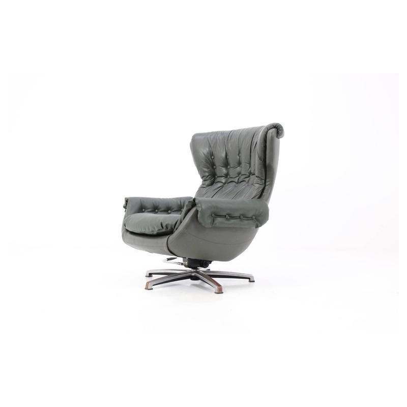 Peem large leather swivel lounge chair - 1970s