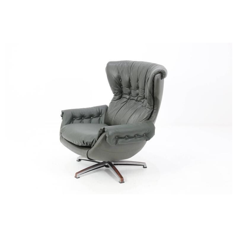 Peem large leather swivel lounge chair - 1970s