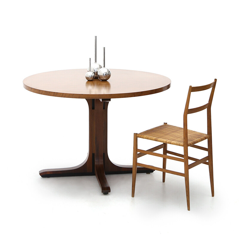 Table ronde vintage en bois de Giovanni Ausenda pour Stilwood, 1960