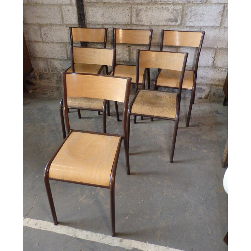 Set of 6 Mullca 510 school chairs - 1960s