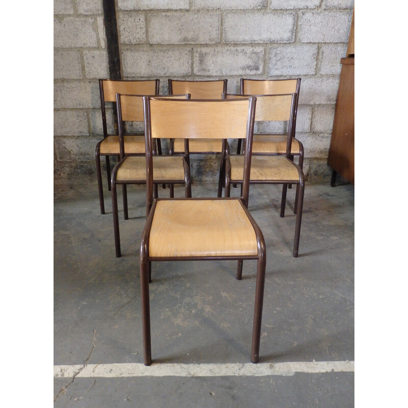 Lot de 6 chaises d'écolier Mullca 510 - 1960