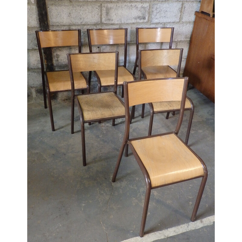 Set of 6 Mullca 510 school chairs - 1960s