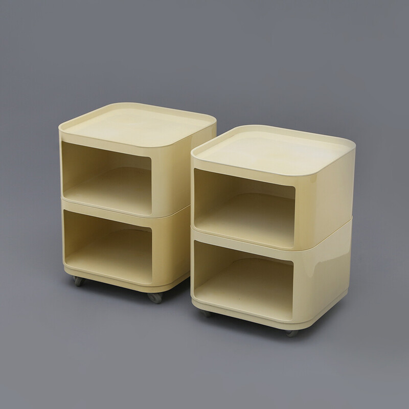 Pair of vintage square night stands by Anna Castelli Ferrieri for Kartell, 1960s