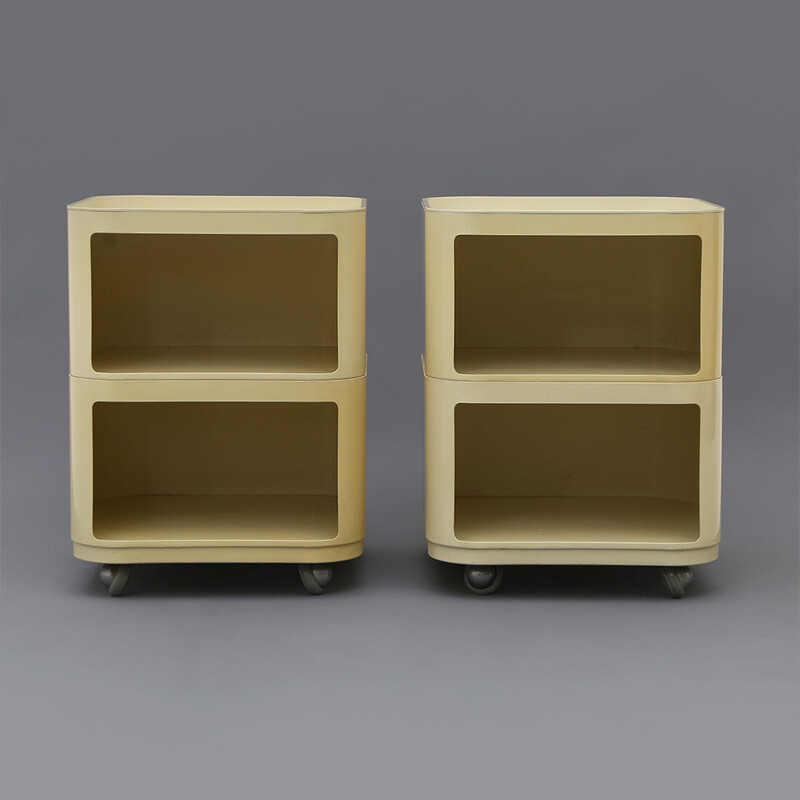 Pair of vintage square night stands by Anna Castelli Ferrieri for Kartell, 1960s