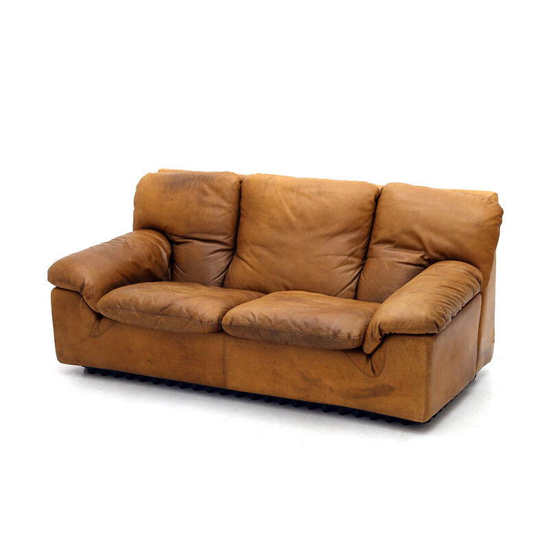 Vintage 2-Sitzer-Sofa "Bonheur" aus Leder von Ammannati und Vitelli für Brunati, 1970