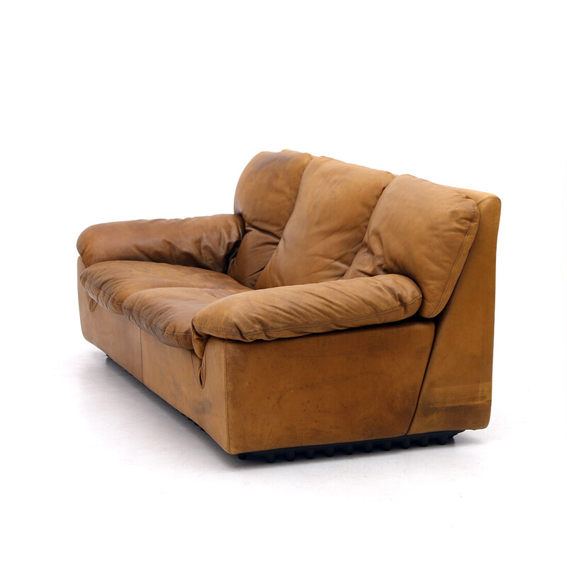 Vintage 2-seater "Bonheur" sofa in leather by Ammannati and Vitelli for Brunati, 1970s
