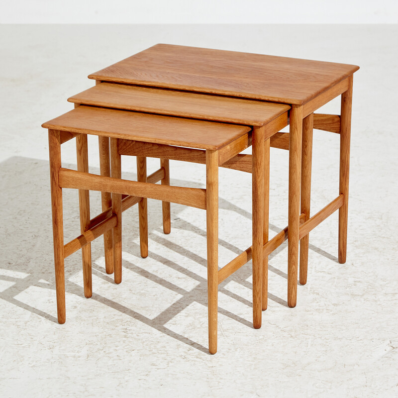 Vintage oakwood nesting tables by Hans J. Wegner for Andreas Tuck, 1960s