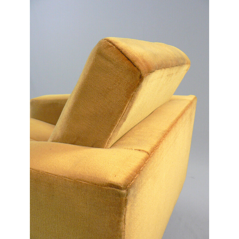 Paire de fauteuils jaunes en velours - 1950