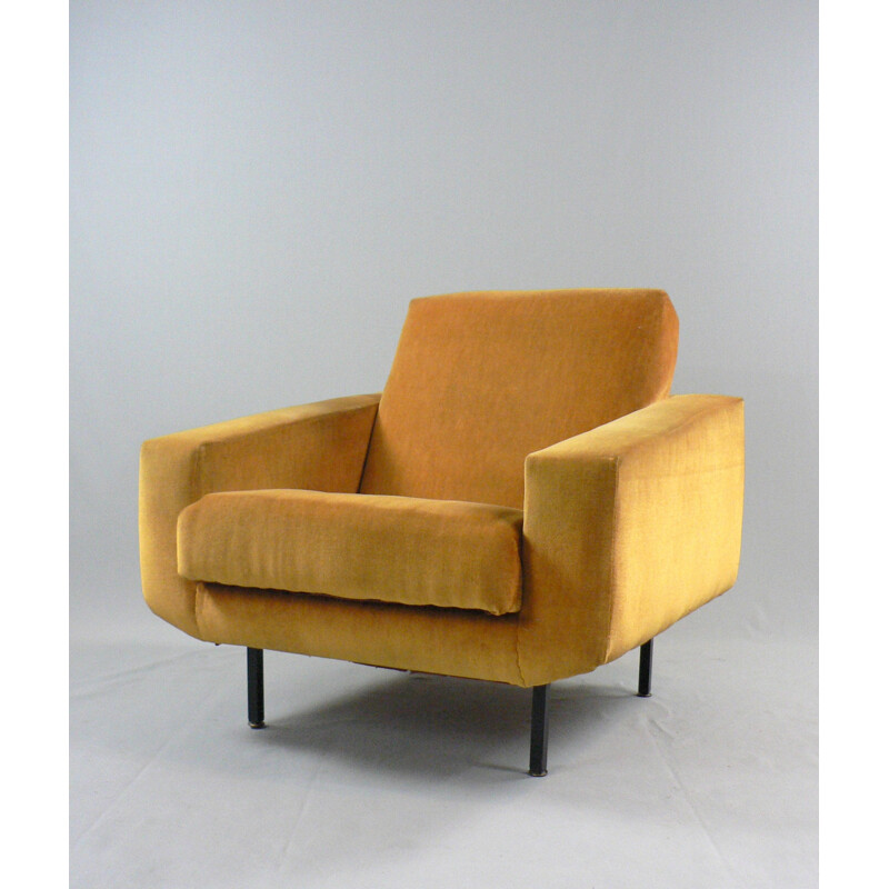 Pair of yellow velvet armchairs - 1950s