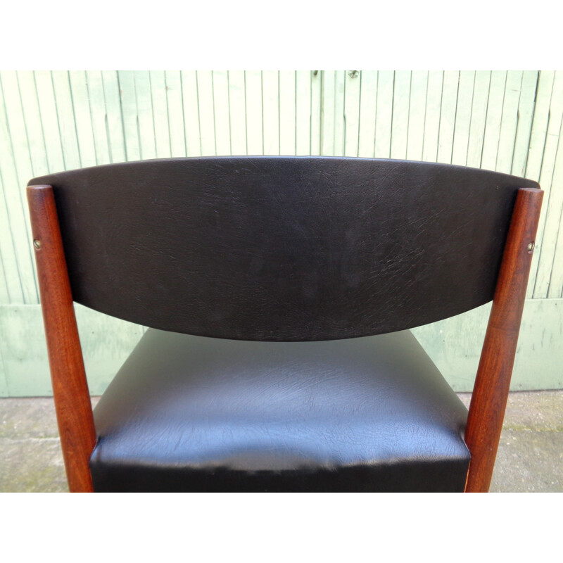 Set of 6 Scandinavian chairs in rosewood and black leatherette - 1960s