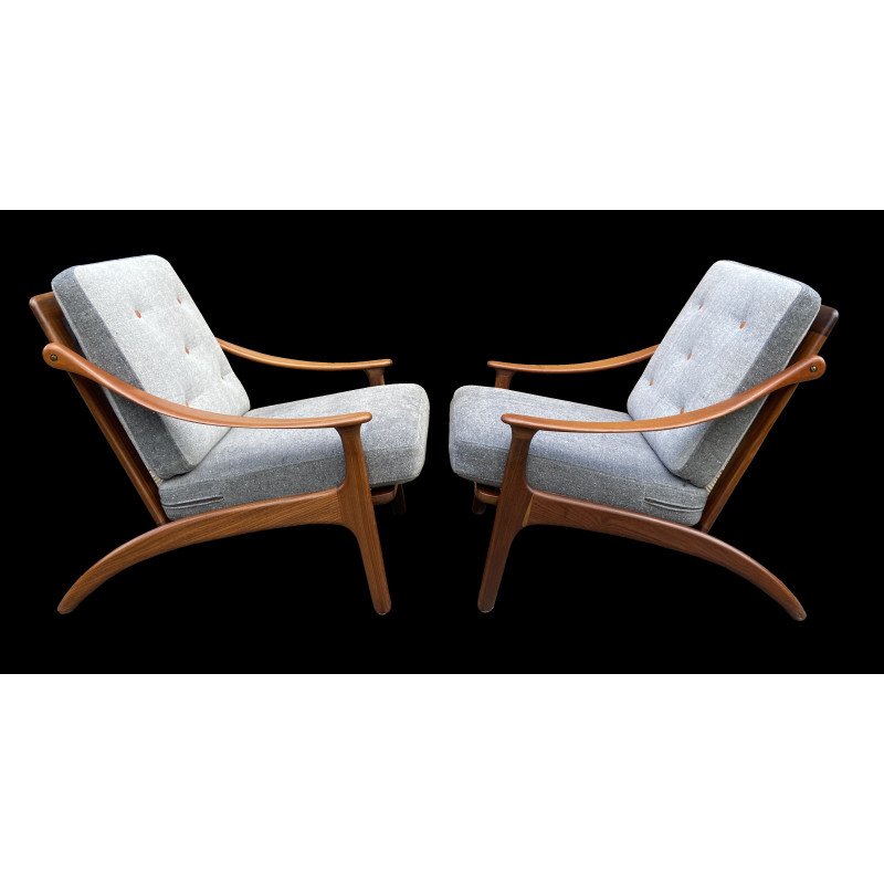 Paar vintage "Lean Back" fauteuils door Arne Hovmand Olsen voor p.Mikkelsen, Denemarken 1957