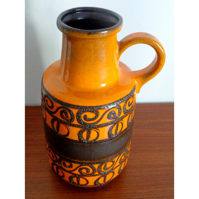Vase en céramique orange - 1960