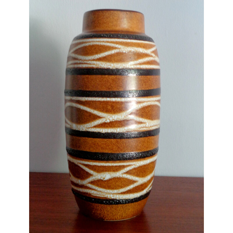 Vase allemande Scheurich en céramique marron - 1960