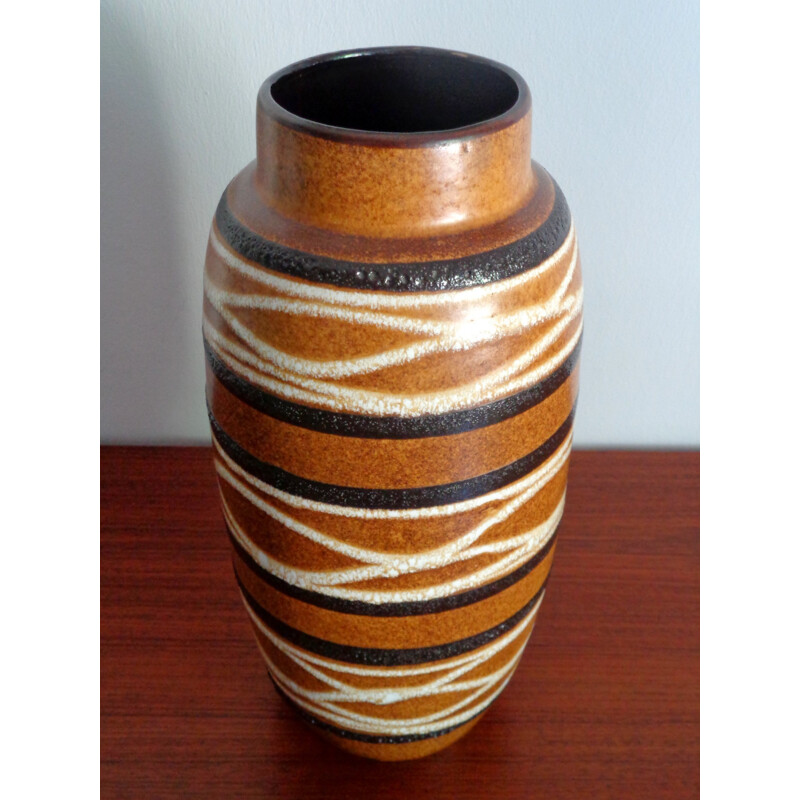 Vase allemande Scheurich en céramique marron - 1960