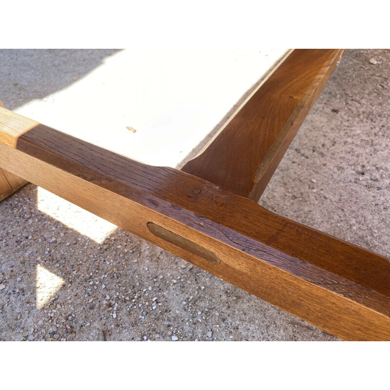 Vintage solid oakwood farm table, 1980