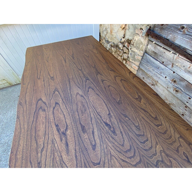 Scandinavian vintage Brutalist table in solid elmwood, 1950