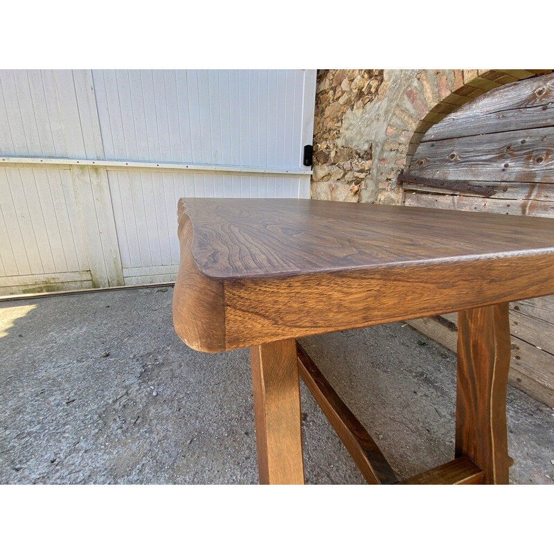 Table scandinave brutaliste en orme massif, 1950