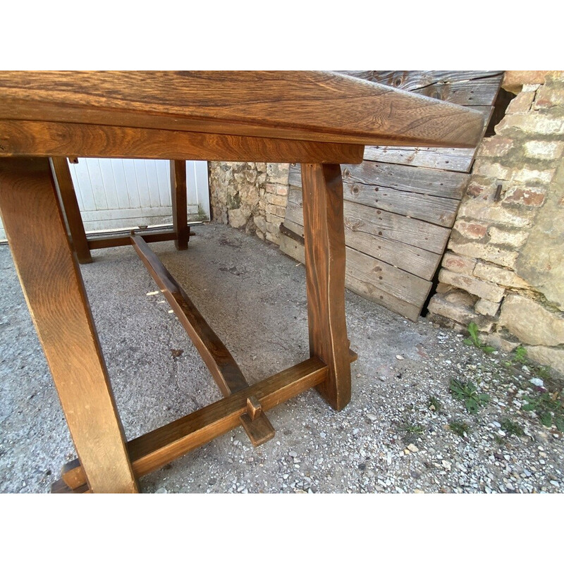 Scandinavian vintage Brutalist table in solid elmwood, 1950