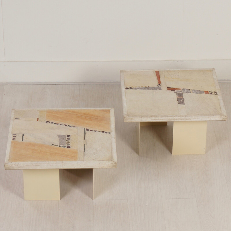 Set of 2 Off-white coffee table, Paul KINGMA - 1980s