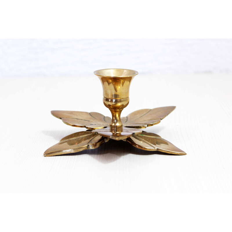 Vintage brass floral candlestick