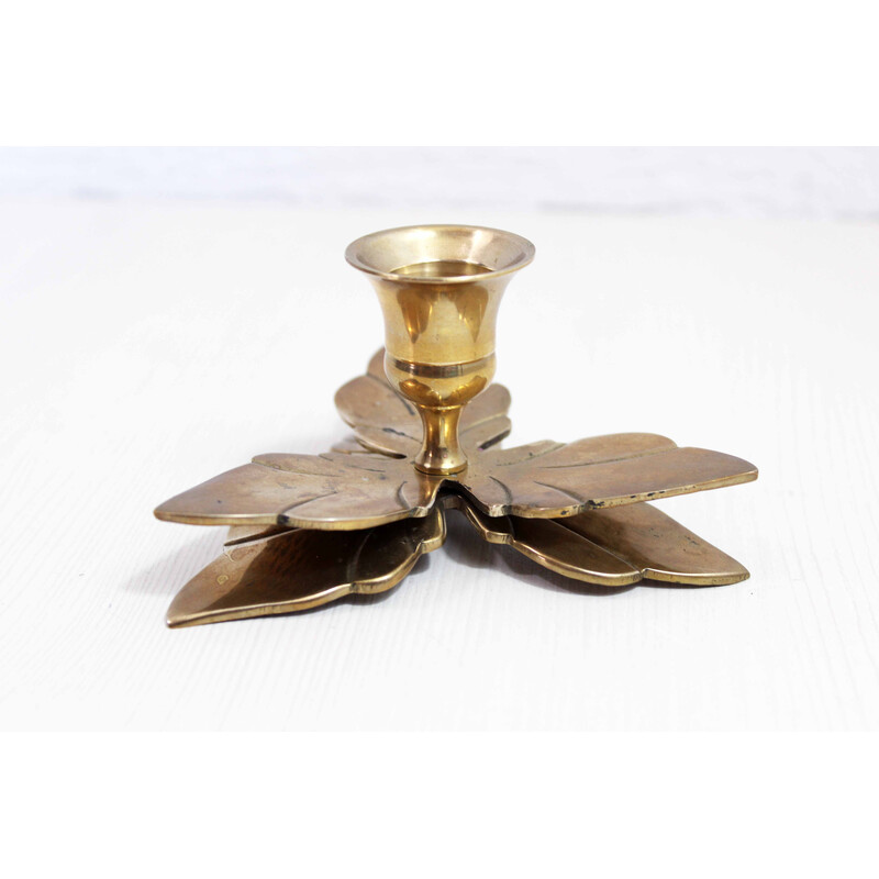 Vintage brass floral candlestick