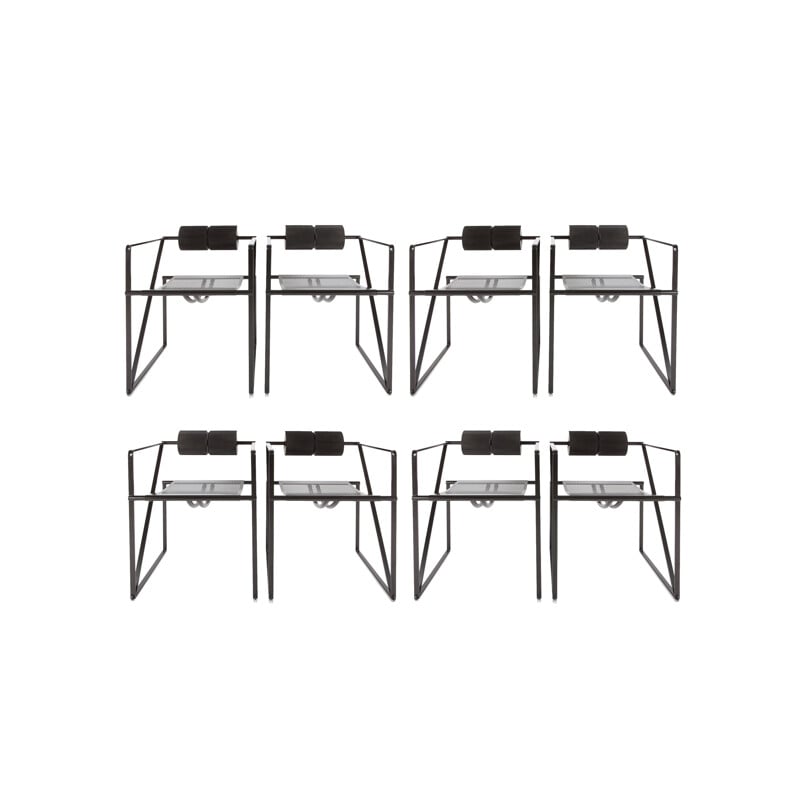 Ensemble de 8 chaises noires "seconda 602", Mario BOTTA - 1980