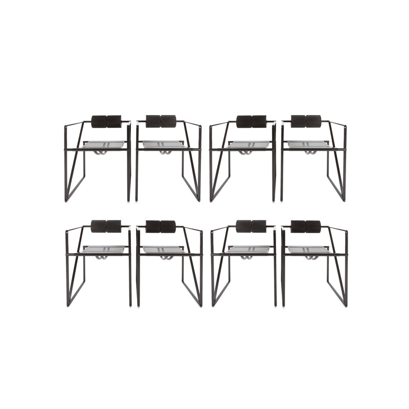 Set of 8 black "seconda 602" chairs, Mario BOTTA - 1980s