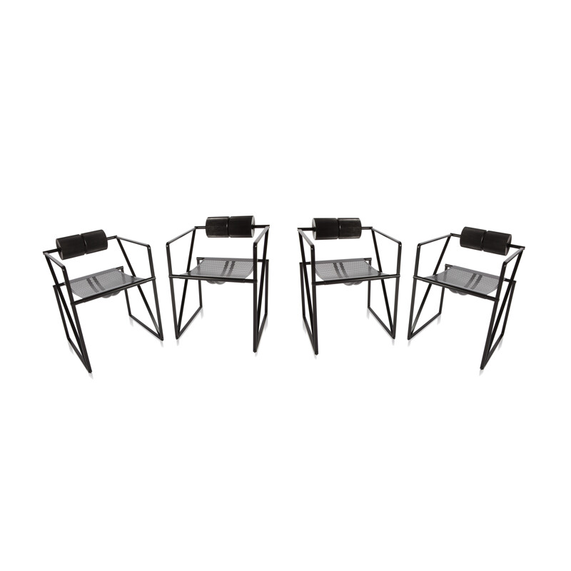 Set of 8 black "seconda 602" chairs, Mario BOTTA - 1980s