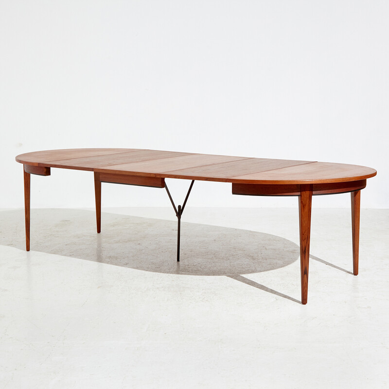 Vintage model 55 teak dining table by Gunni Omann for Omann Jun, 1960s