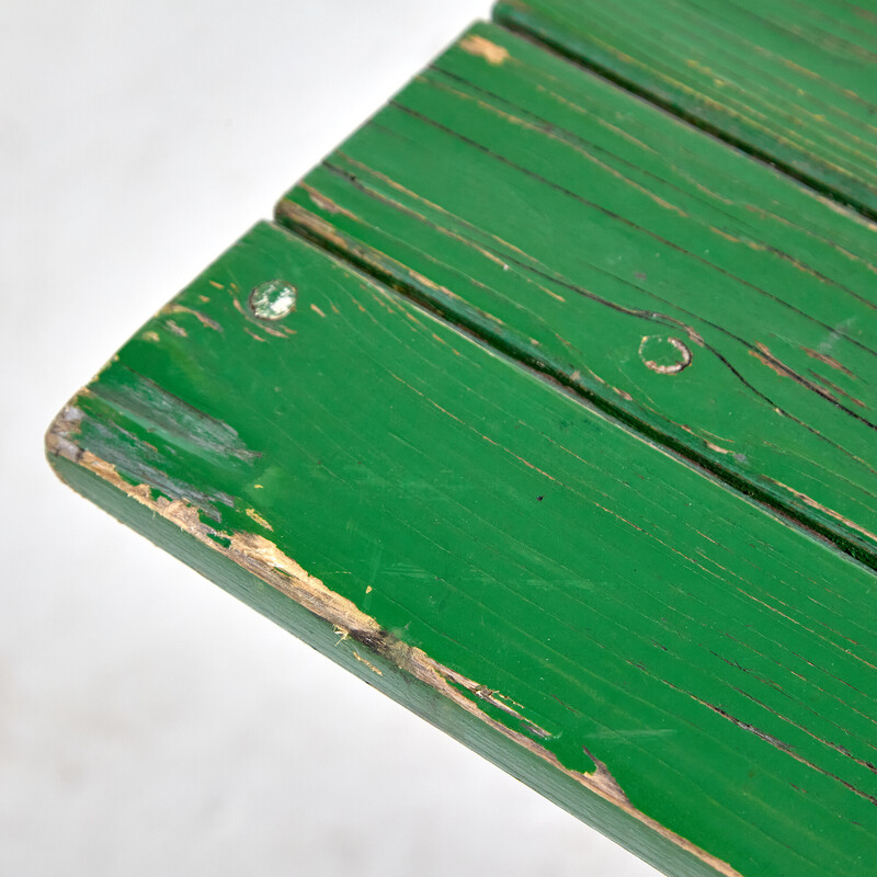 Vintage houten en metalen tuintafel