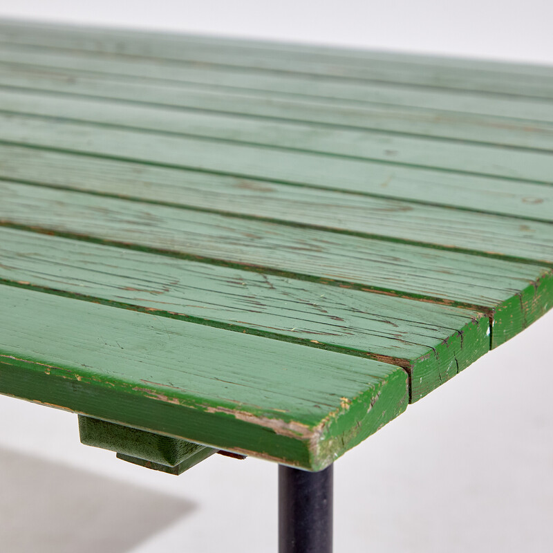 Table de jardin vintage en bois et métal