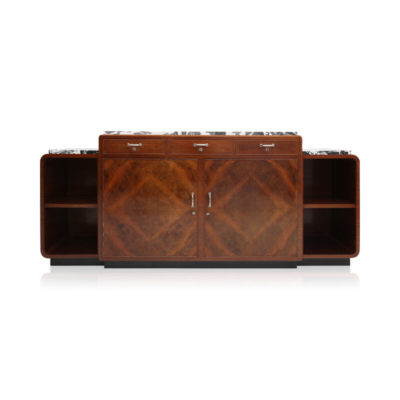 Mid-century mahogany and marble sideboard - 1930s