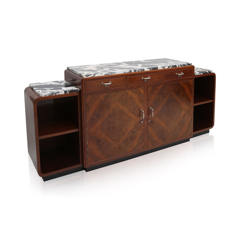 Mid-century mahogany and marble sideboard - 1930s