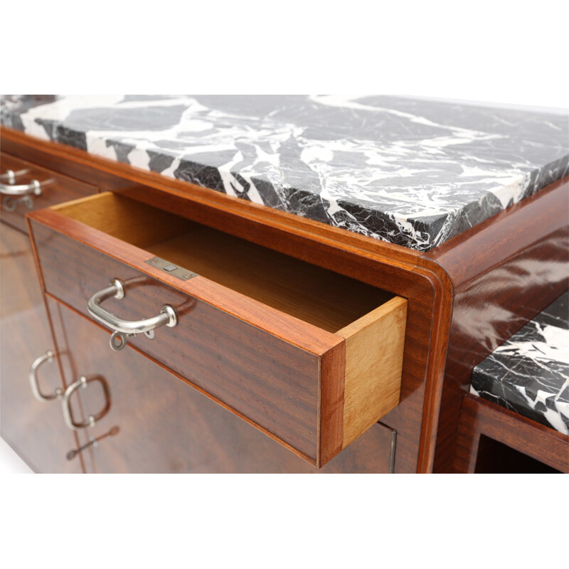 Mid-century mahogany and marble sideboard - 1930s