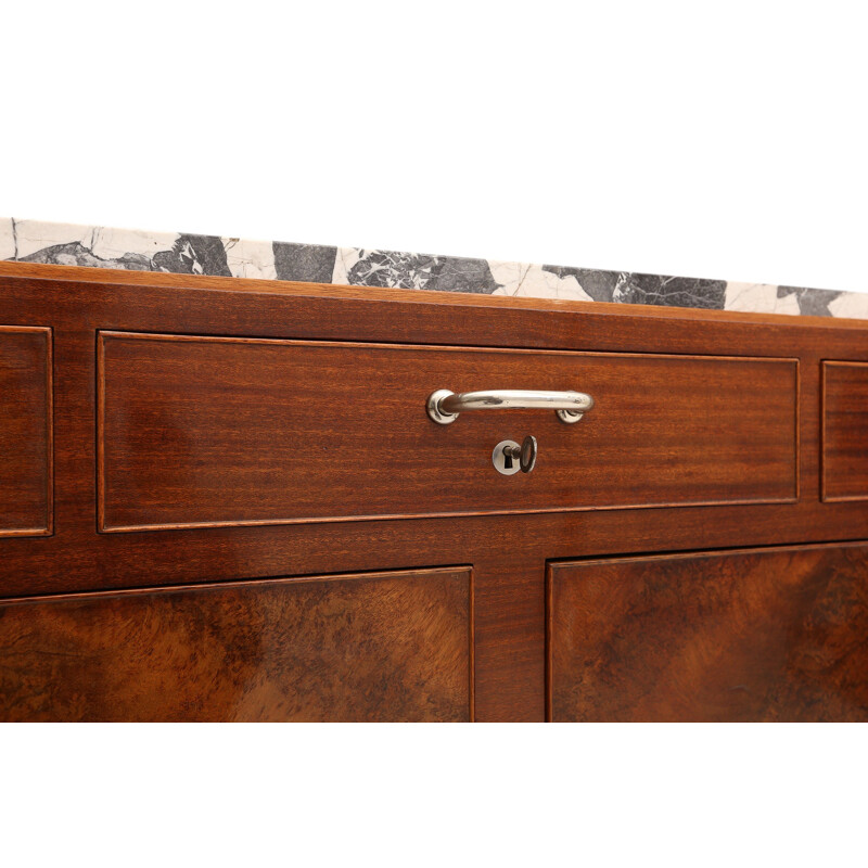 Mid-century mahogany and marble sideboard - 1930s