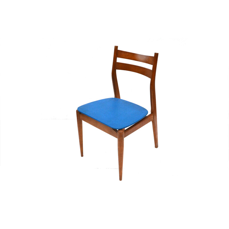 Set of 4 dining chairs in blue leatherette - 1970s