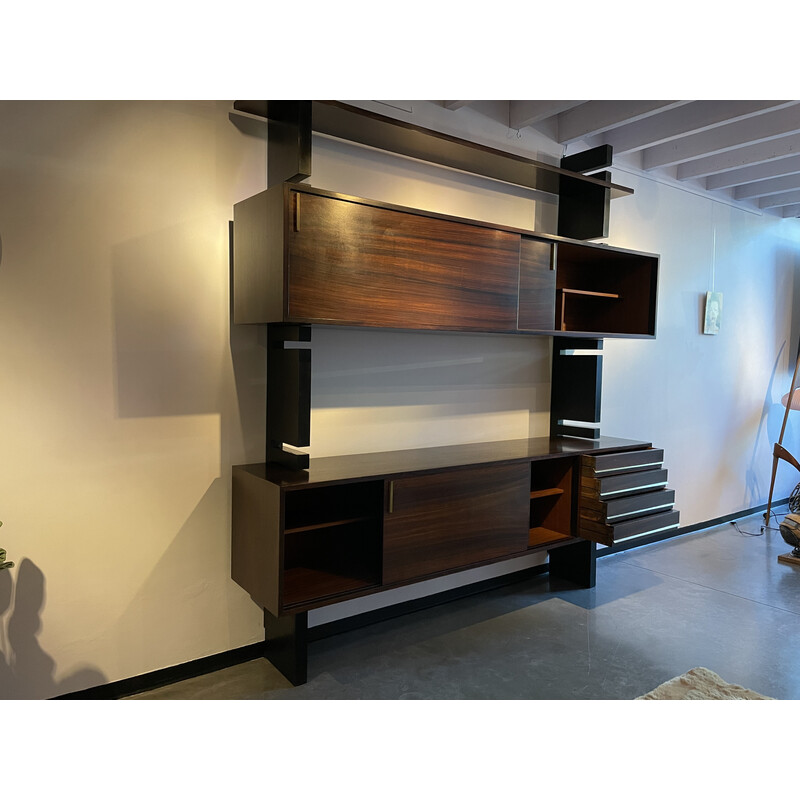 Vintage modular wall unit in rosewood model "Extenso" by Amma Torino, Italy 1960s