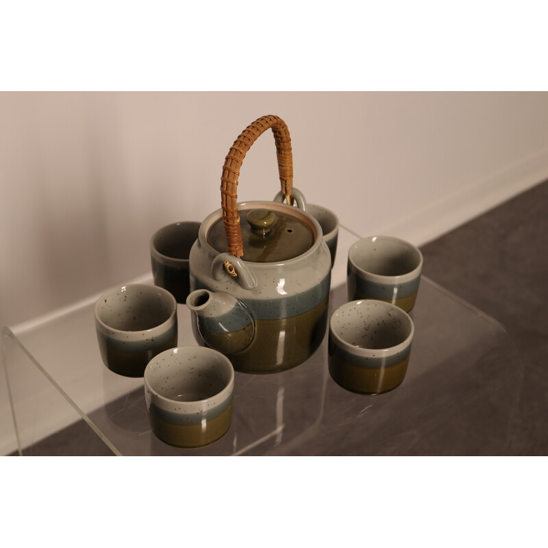 Vintage hand-made ceramic tea set, Belgium 1960s