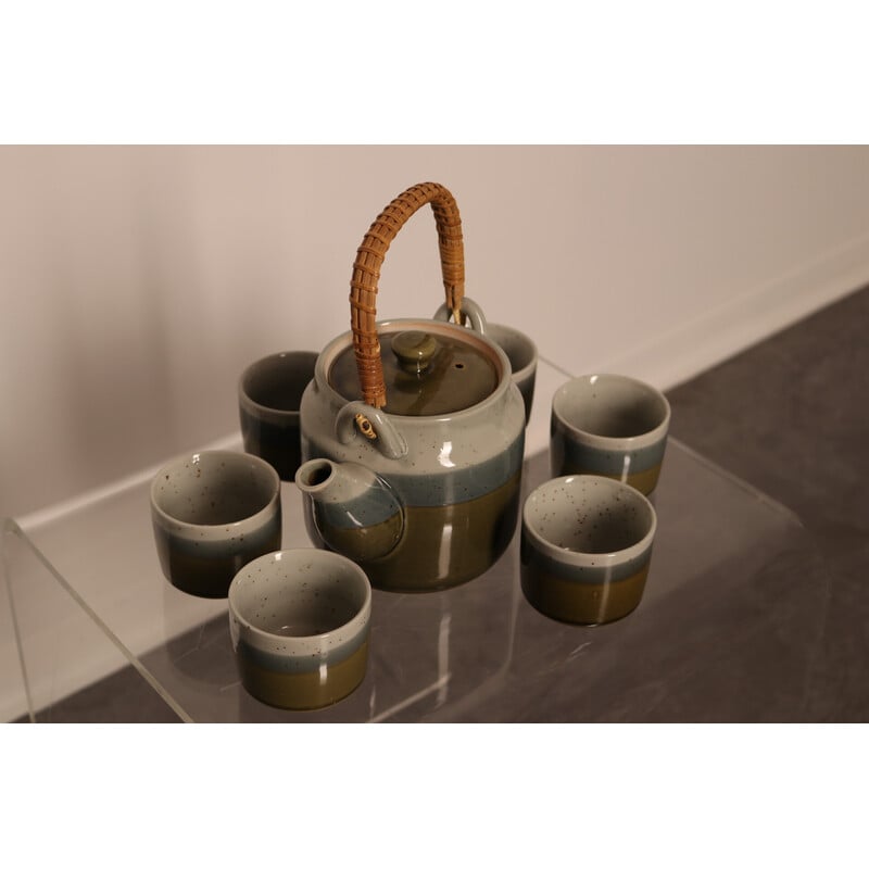 Vintage hand-made ceramic tea set, Belgium 1960s