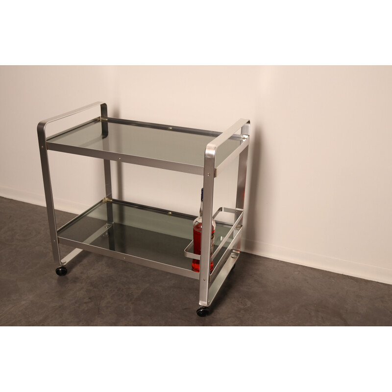Vintage serving trolley in aluminium, Italy 1970s