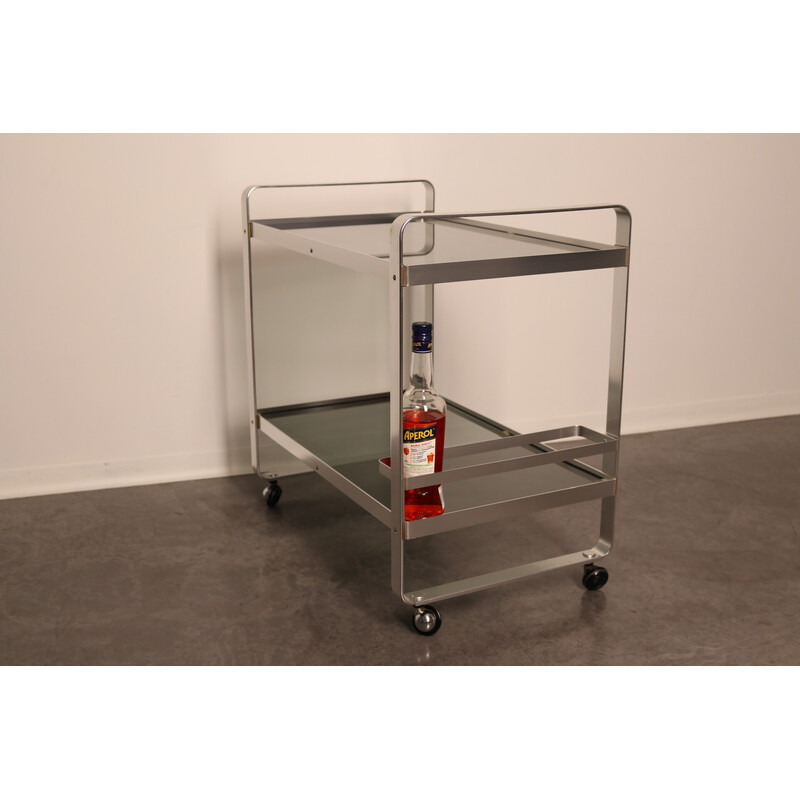 Vintage serving trolley in aluminium, Italy 1970s