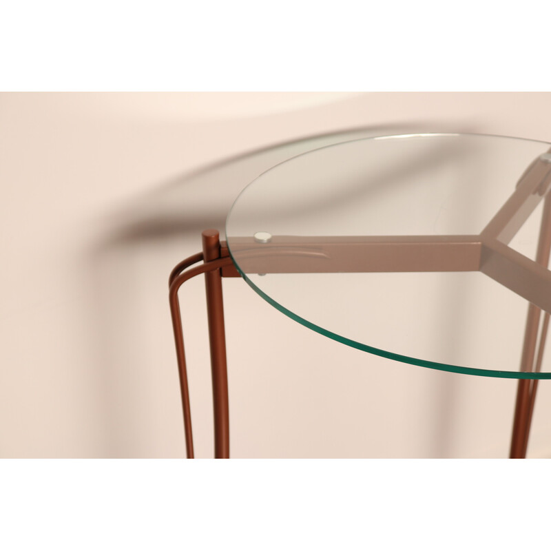 Vintage round side table in metal and glass by Borek Sipek for Driade, Italy 1990s