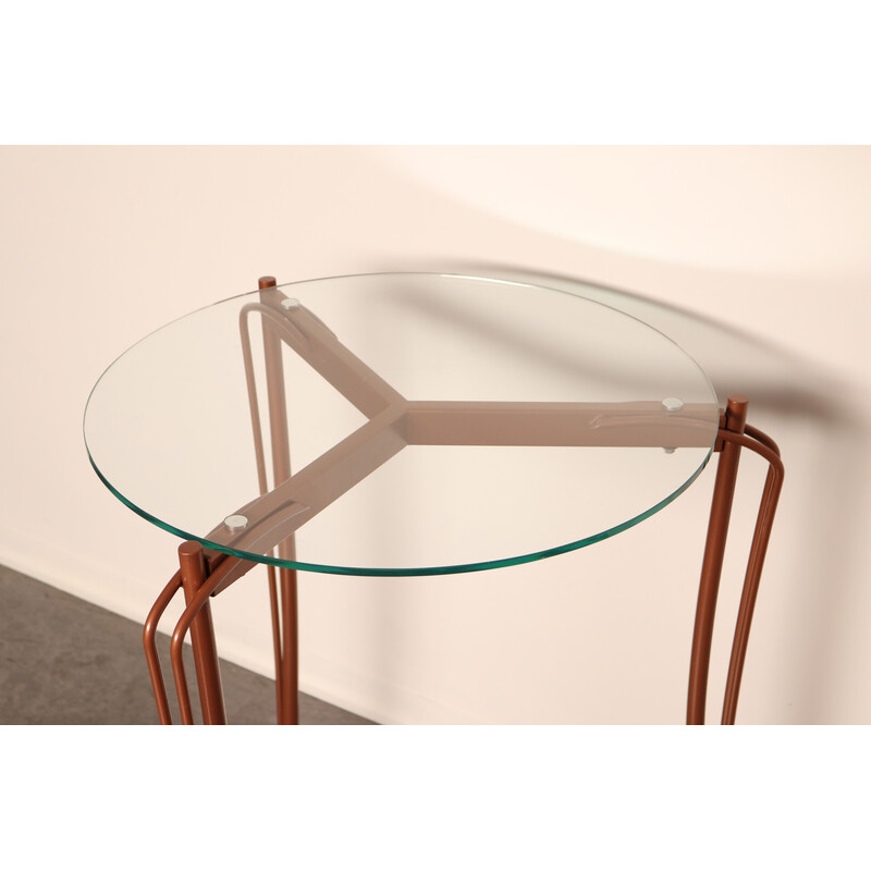 Vintage round side table in metal and glass by Borek Sipek for Driade, Italy 1990s