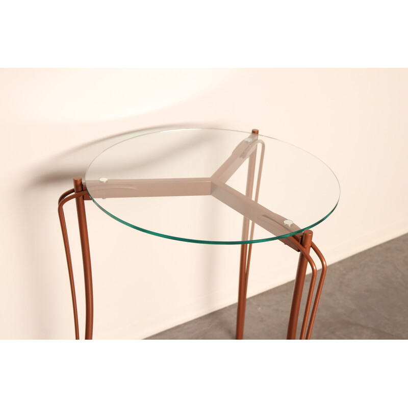 Vintage round side table in metal and glass by Borek Sipek for Driade, Italy 1990s