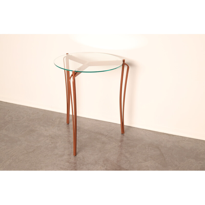 Vintage round side table in metal and glass by Borek Sipek for Driade, Italy 1990s