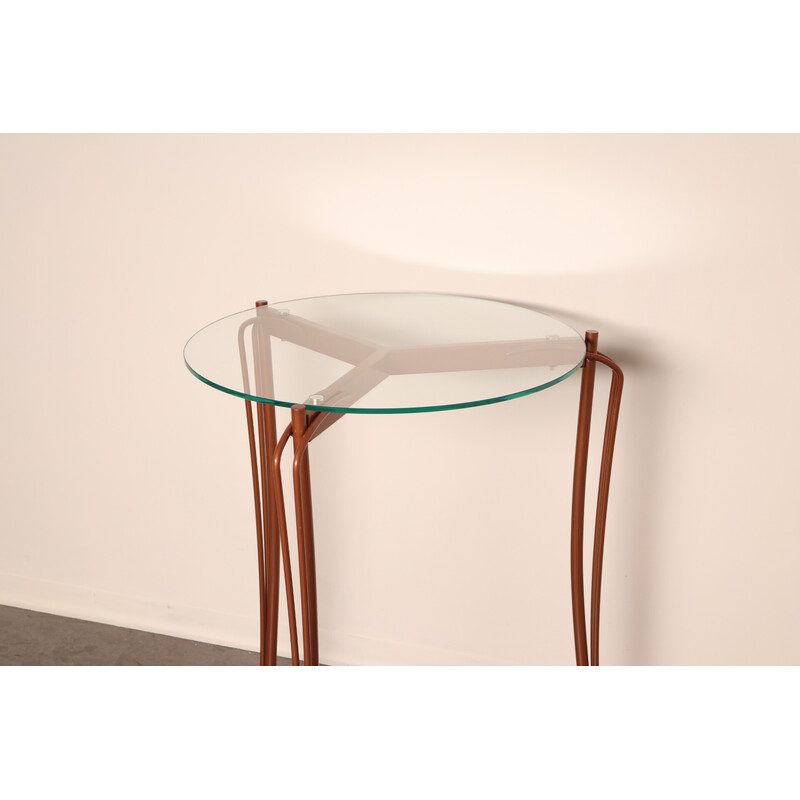 Vintage round side table in metal and glass by Borek Sipek for Driade, Italy 1990s