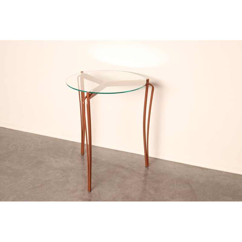 Vintage round side table in metal and glass by Borek Sipek for Driade, Italy 1990s