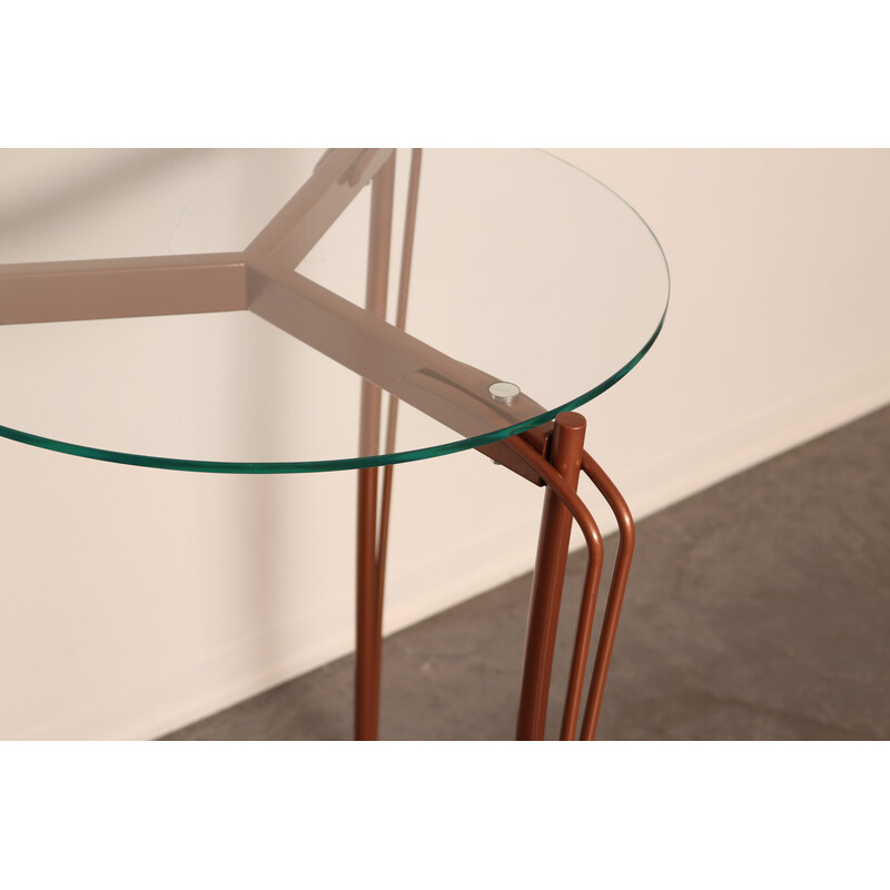 Vintage round side table in metal and glass by Borek Sipek for Driade, Italy 1990s