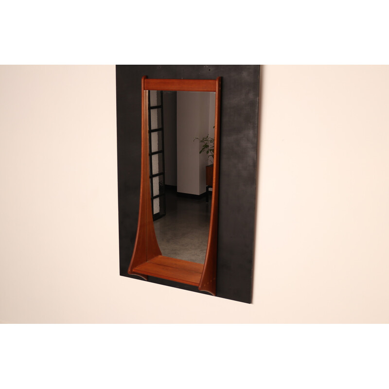 Vintage wall mirror in teak with shelf by Pedersen and Hansen for Viby J., Denmark 1960